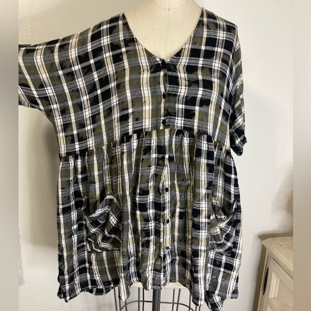 Distressed plaid dress w pockets - Picture 4 of 4